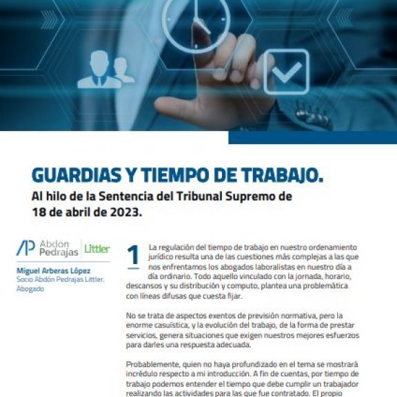 GUARDIAS Y TIEMPO DE TRABAJO.- Al hilo de la Sentencia del Tribunal Supremo de 18 de abril de 2023.