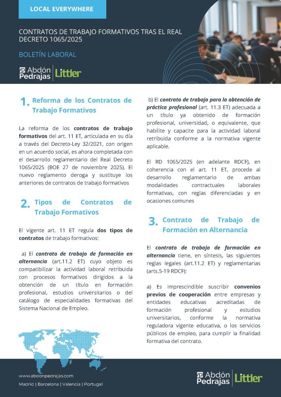 CONTRATOS DE TRABAJO FORMATIVOS TRAS EL REAL DECRETO 1065/2025